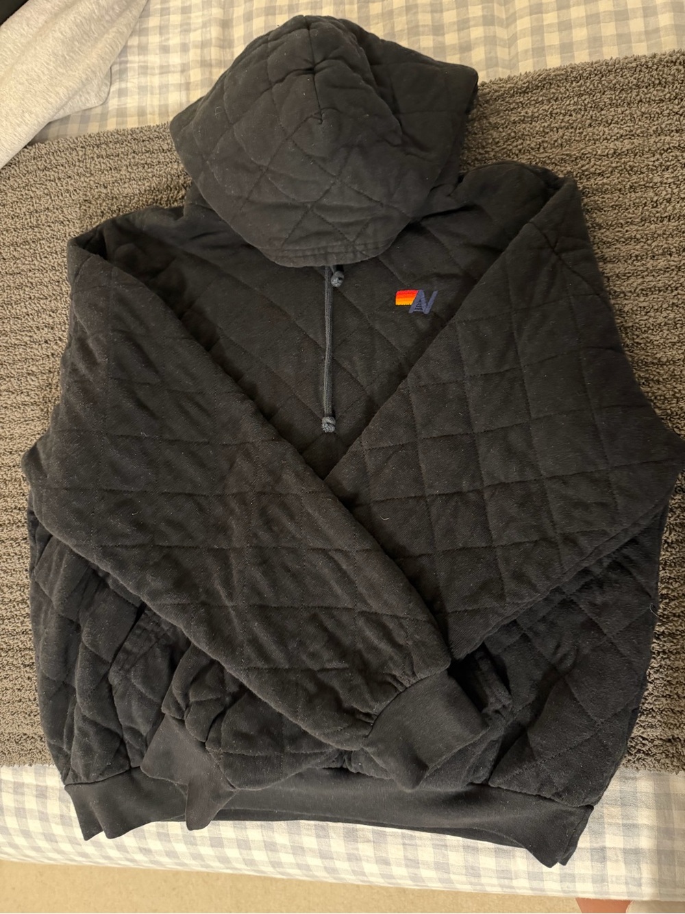 Aviator Nation Quilted Relaxed Pullover Hoodie